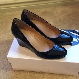 Nine West Black Wedge Heels in box